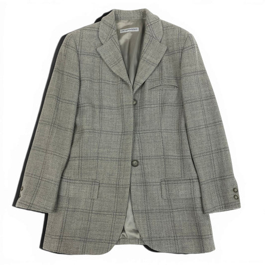 e11 EMPORIO ARMANI  ウールテーラードジャケット チェック柄 イタリア製 38サイズ グレー ウール100％ メンズ 男性用k02i