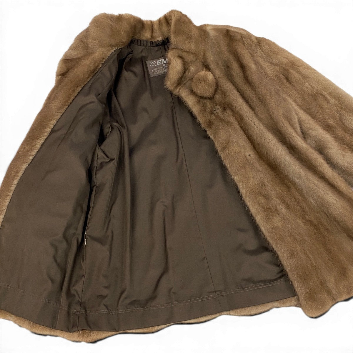 52f10 EMBA エンバ パステルミンク ファーコート ボンボリボタン サイズ11 茶系 本毛皮 Pastel Mink Fur Coatt18r