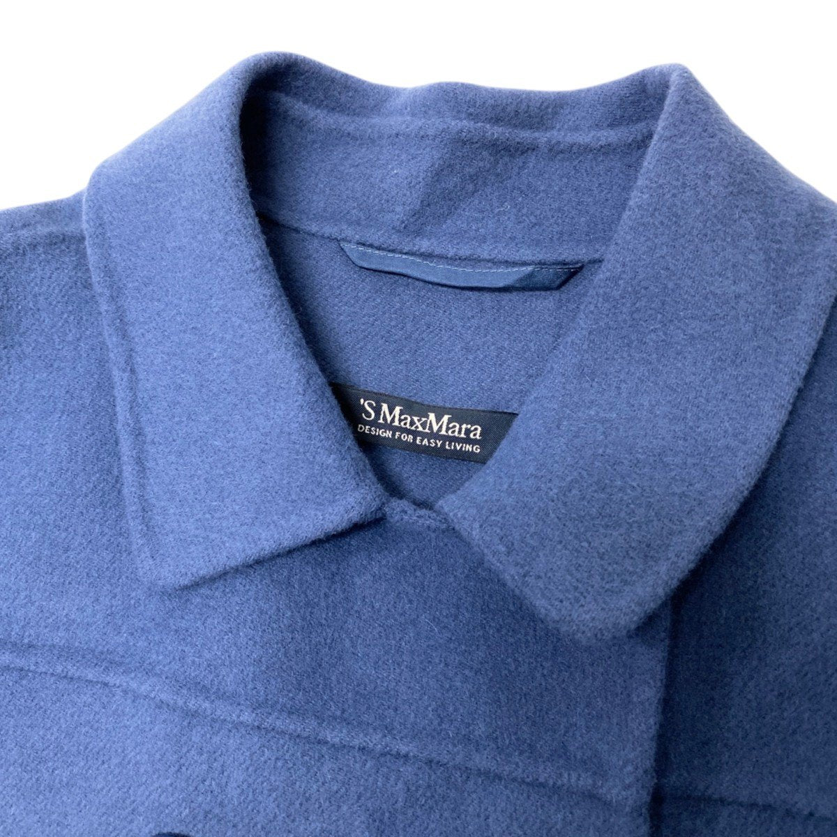 92h3 ’S MaxMara エスマックスマーラ クチートアマーノ ウールコート ステンカラーコート 40サイズ ブルー レディース 女性用u02t