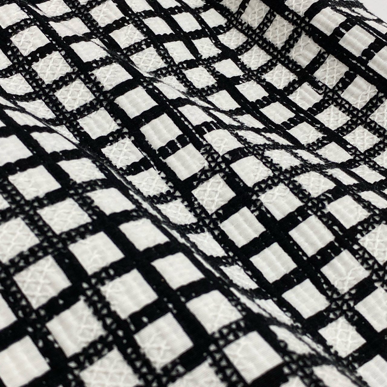 65a14【未使用】 Max Mara STUDIO マックスマーラ ノーカラー ロングコート スプリングコート 格子柄 レディース 女性用 サイズ40 ブラック ホワイト コットン100％u02t