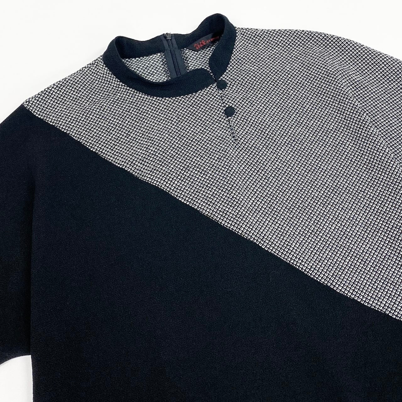 40d16 【美品】 詩仙堂 BY HITOSHI シセンドウ フレンチスリーブ カットソー ちりめん 半袖 トップス ブラック ホワイト ポリエステル100％ レディース 女性用u02t