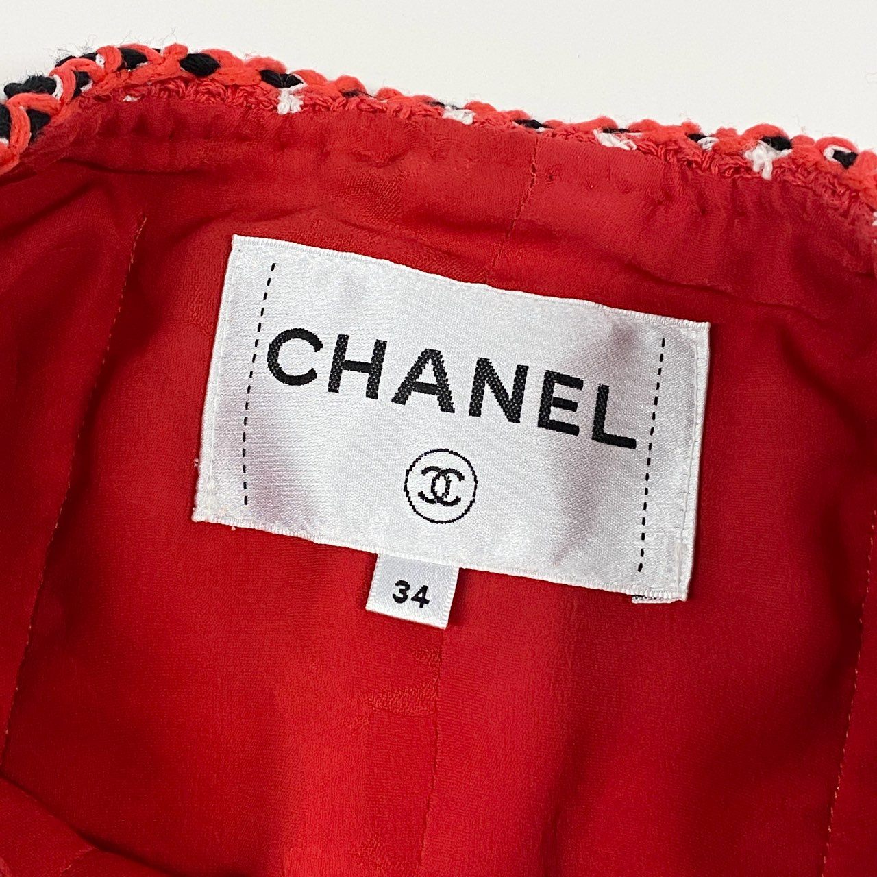 44a15 【極美品】CHANEL シャネル P74022 2022 Cruise クルーズライン ツイードジャンプスーツ オールインワン サイズ34 レッド レディースta1