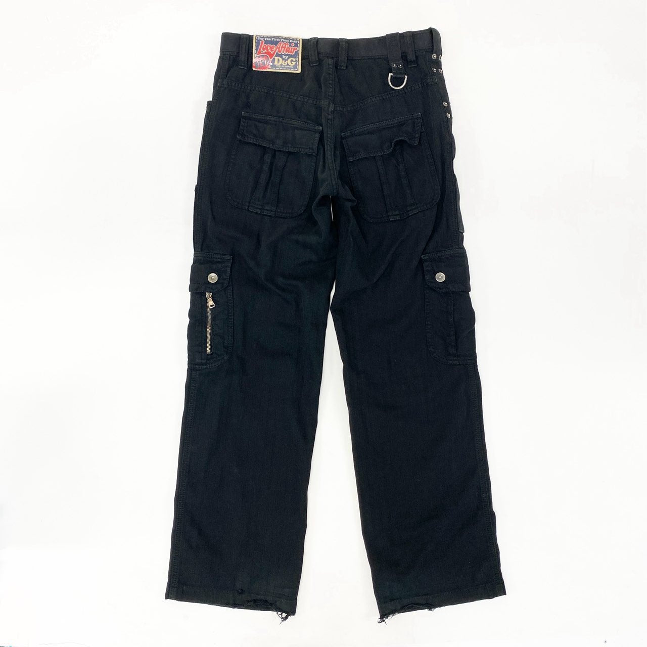 30K18 DOLCE&GABBANA ドルチェアンドガッバーナ マルチジップポケットパンツ カーゴパンツ  ボタンフライ ボトム 30/44サイズ ブラック メンズu02t