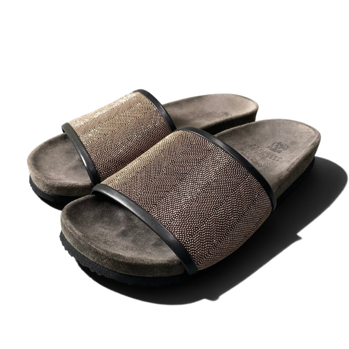 h10 【極美品】BRUNELLO CUCINELLI プレシャス ジュエリーサンダル ビーズ 37サイズ ブラウン レディース 女性用k02i