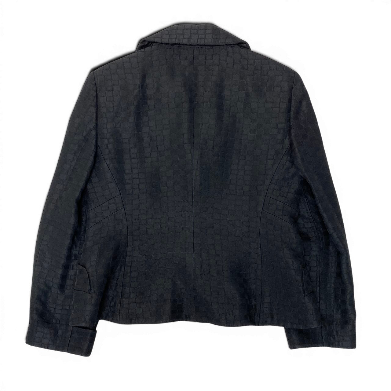 50g4 EMPORIO ARMANI エンポリオアルマーニ テーラードジャケット  総柄 サイズ44 ブラック レディース フォーマルo07t