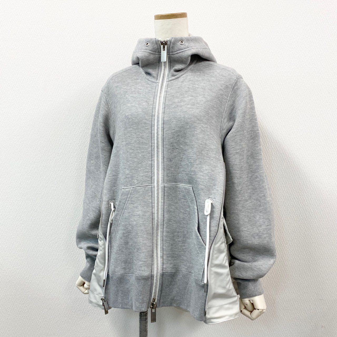 56l18 sacai サカイ Sponge Sweat × MA-1 Zip Up Hoodie ドッキングパーカー SCW-070 3 グレー AD2022 再構築 日本製