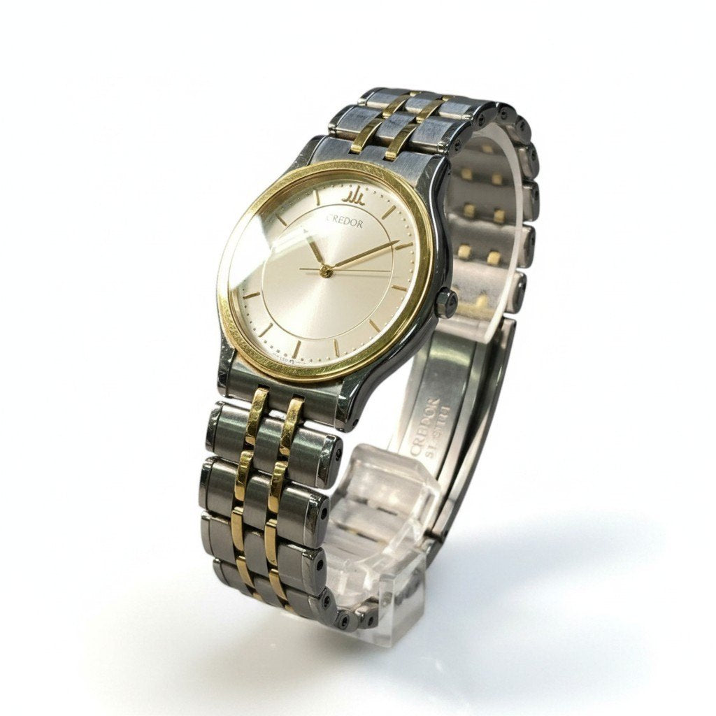 i10 SEIKO セイコー CREDOR 18KT クレドール 腕時計 9571-6020 ゴールド シルバー 稼働t18r