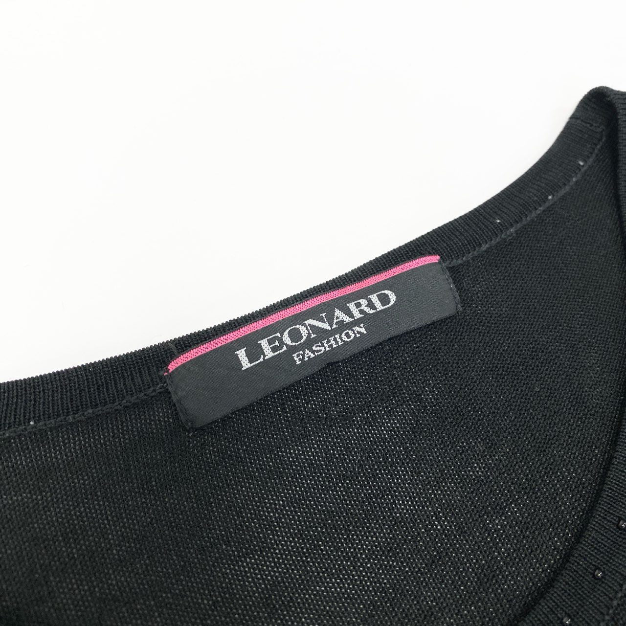 58k22【美品】LEONARD レオナール ラインストーン装飾 ラメ入り シルクニットセーター 薄手ニット サイズL  レディース 女性用 トップスk02i