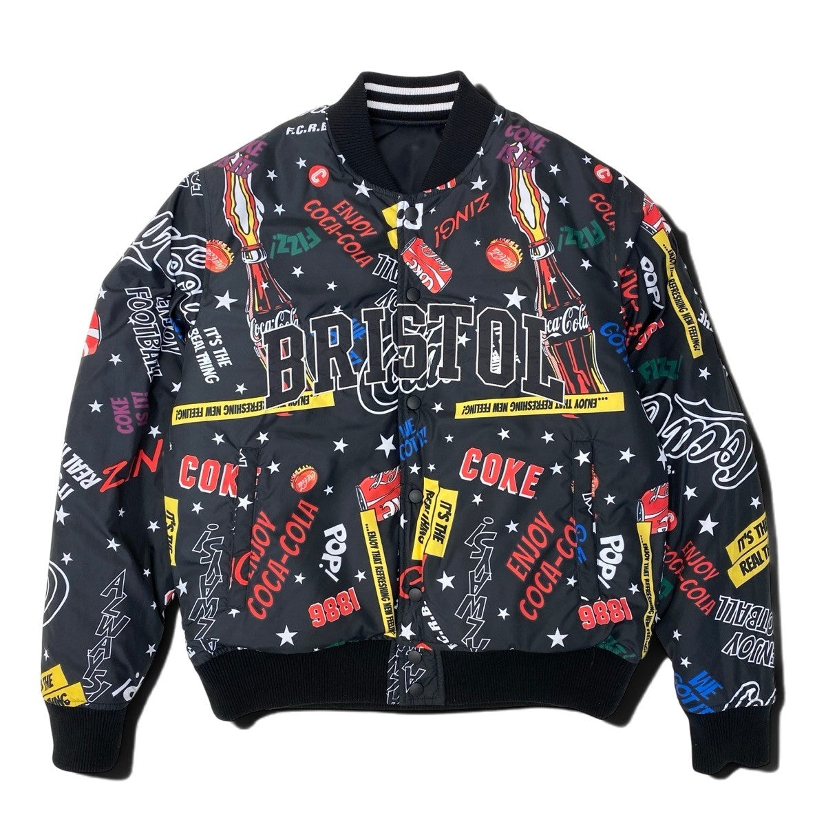 68h18 FCRB × Coca Cola エフシーレアルブリストル コカ・コーラ コラボ リバーシブルブルゾン ナイロンジャケット サイズM ブラック メンズu02t