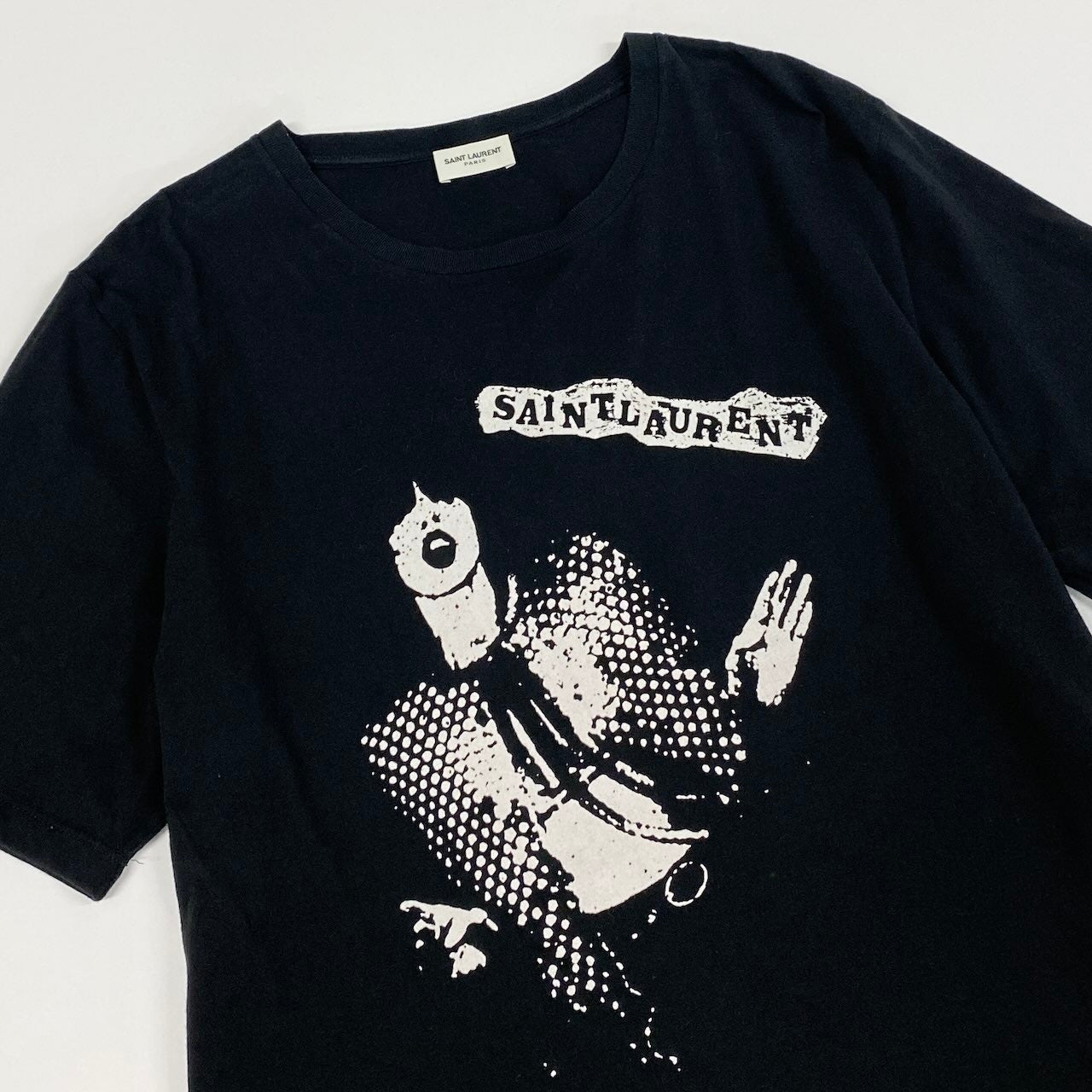 K6c20 SAINT LAURENT PARIS サンローラン パリ ロックンロール グラフィック Tシャツ カットソー トップス 631800 M ブラック コットン メンズsn1