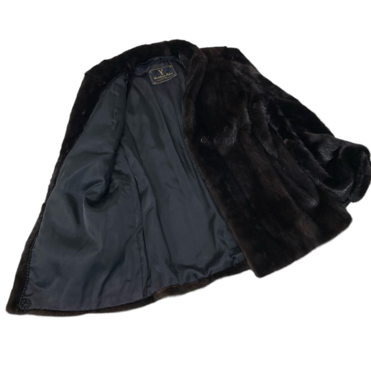 75i24 Yoshikawa Saloon 袖段 ダークミンク ファーコート サイズF ダークブラウン 本毛皮 Dark Mink Fur Coat リアルファーt18r