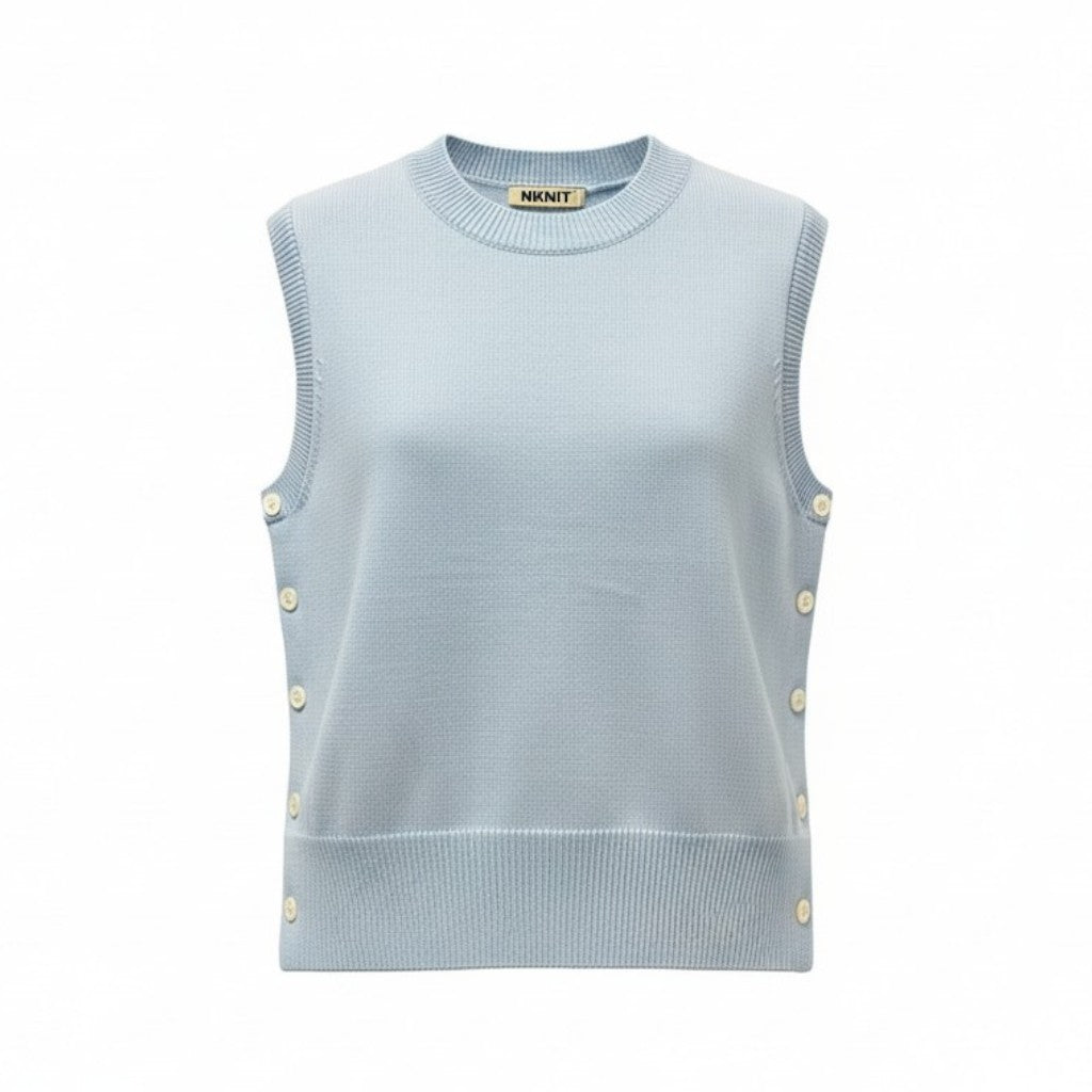 78c31 《未使用品》 NKNIT ンニット 25AW Slit Knit Vest スリットニットベスト サイズ1 サックス タグ付t18r
