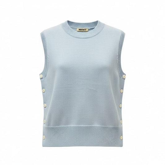 78c31 《未使用品》 NKNIT ンニット 25AW Slit Knit Vest スリットニットベスト サイズ1 サックス タグ付t18r