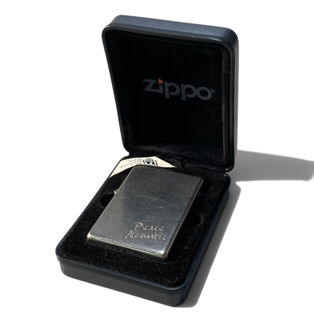 i10 Zippo ジッポ USA製 Peace Acoustic Solid Titanium ソリッドチタニウム ライター E / 01 火種〇 ケース有t18r