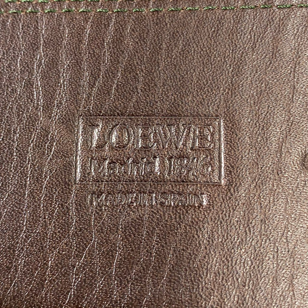 10f23 LOEWE ロエベ ステッチデザイン レザーベルト 65 ブラウン Leather スペイン製