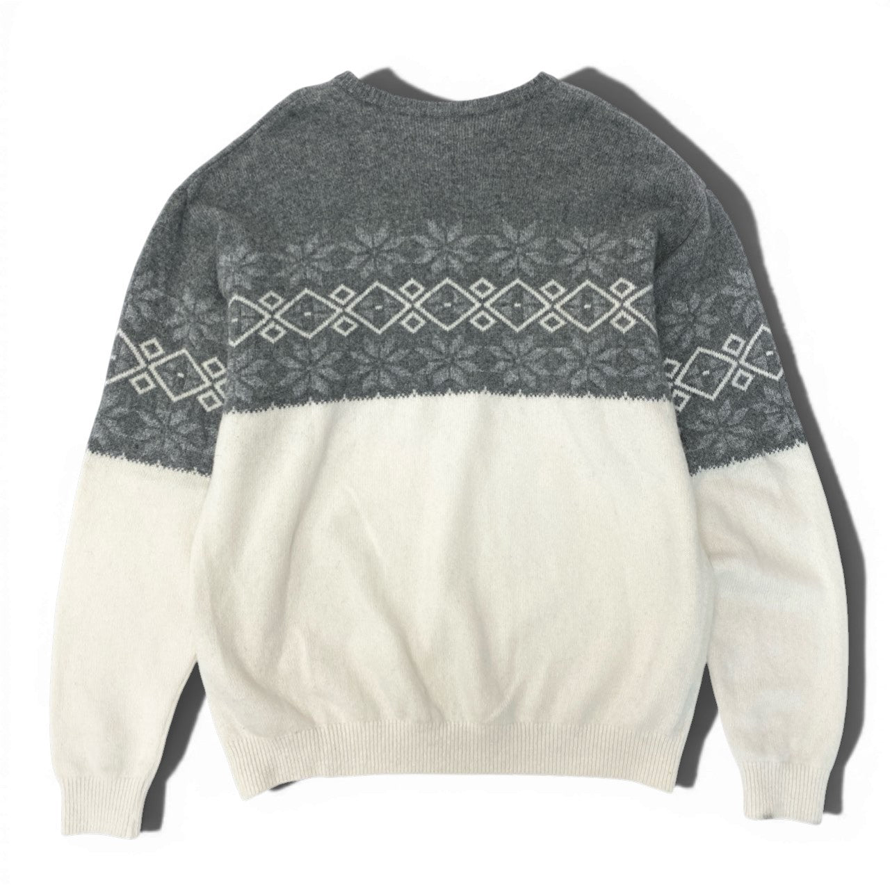 84b27 SEQUEL シークエル クルーネック ニット セーター トップス XL ノルディック柄 メンズu02t
