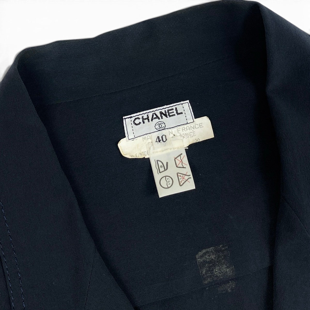 i8 CHANEL ココマークボタン テーラードジャケット 40サイズ ダークネイビー レディース 女性用u02t