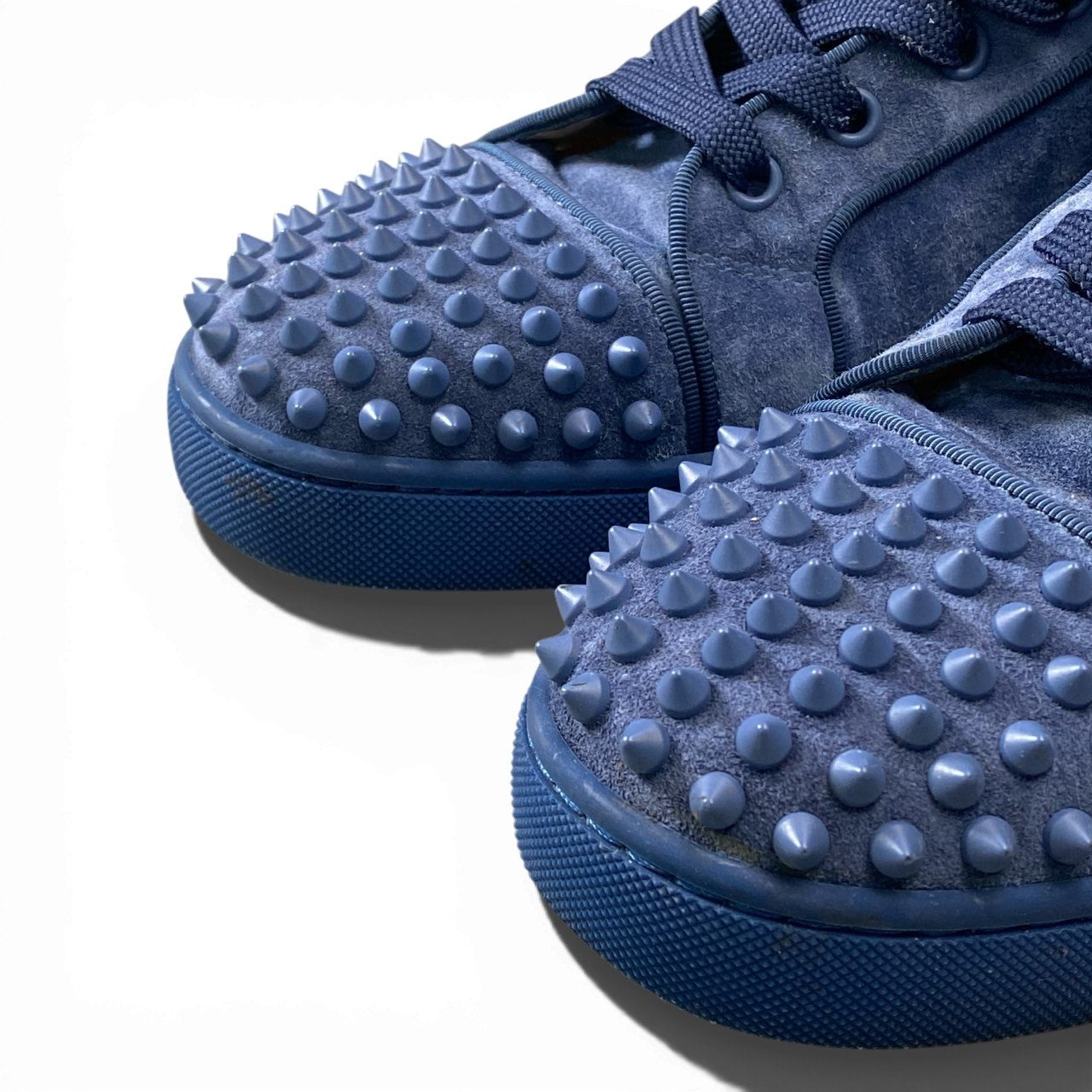 1a5 Christian Louboutin クリスチャンルブタン Lou spikes ハイカットスニーカー スタッズ スウェード  41 1/2サイズ ネイビー レザー メンズk02i