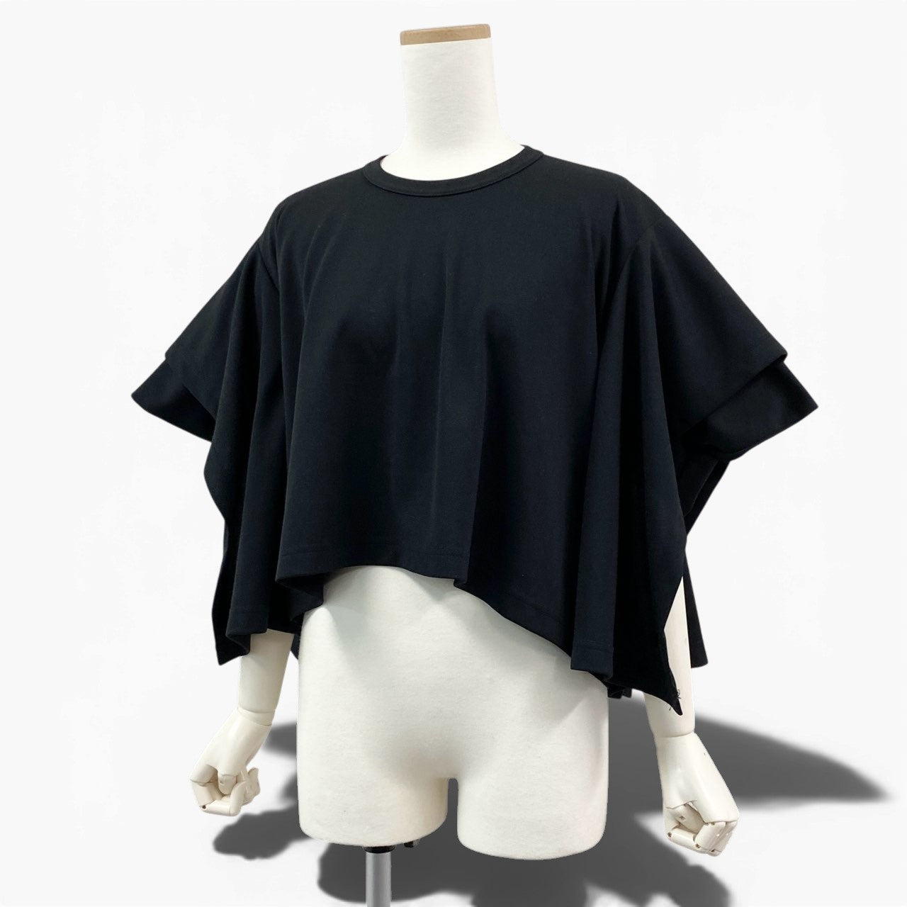 Ab26 COMME des GARCONS コムデギャルソン 2024 クロップド 変形ブラウス カットソー トップス XS ブラック ポリエステル レディースu02t