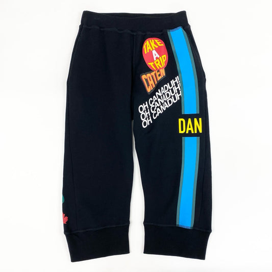 66g24 《タグ付き》 DSQUARED2 ディースクエアード スウェットパンツ イージーパンツ ロゴプリント クロップド丈 XS ブラック レディース_