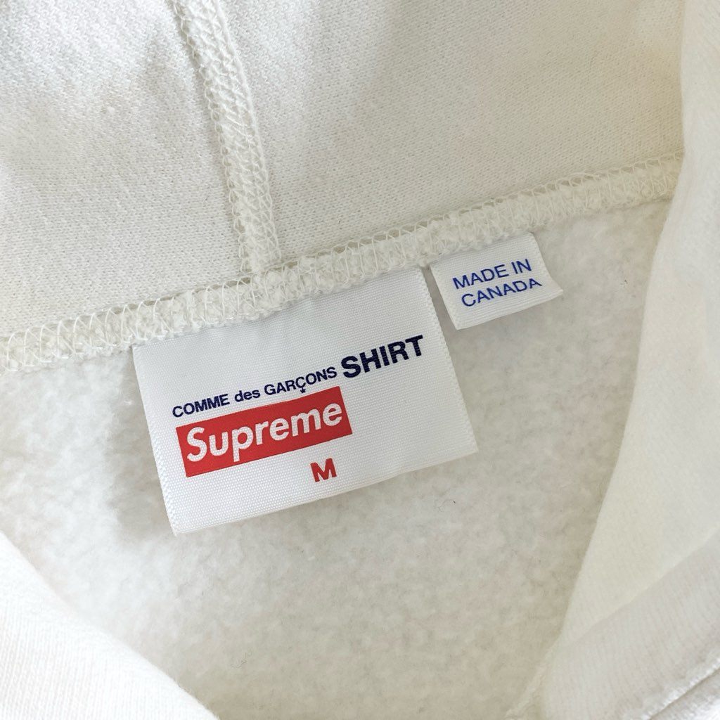 13e21 Supreme COMME des GARCONS SHIRT シュプリーム コムデギャルソン 17SS Box Logo Hooded Sweatshirt ボックスロゴ パーカー フーディ 反転ロゴ Mサイズ ホワイト コットン