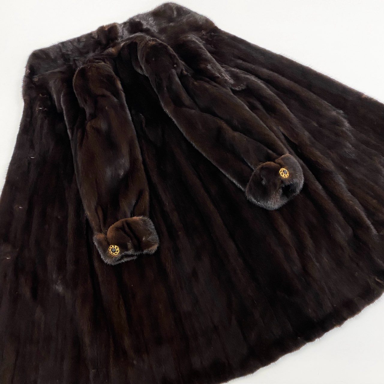 28k29 EMBA エンバ デミバフミンク ミンクコート 超ロングコート 108cm 飾りボタン 最高級毛皮 リアルファー MINK FUR 11  ブラウン系u02t