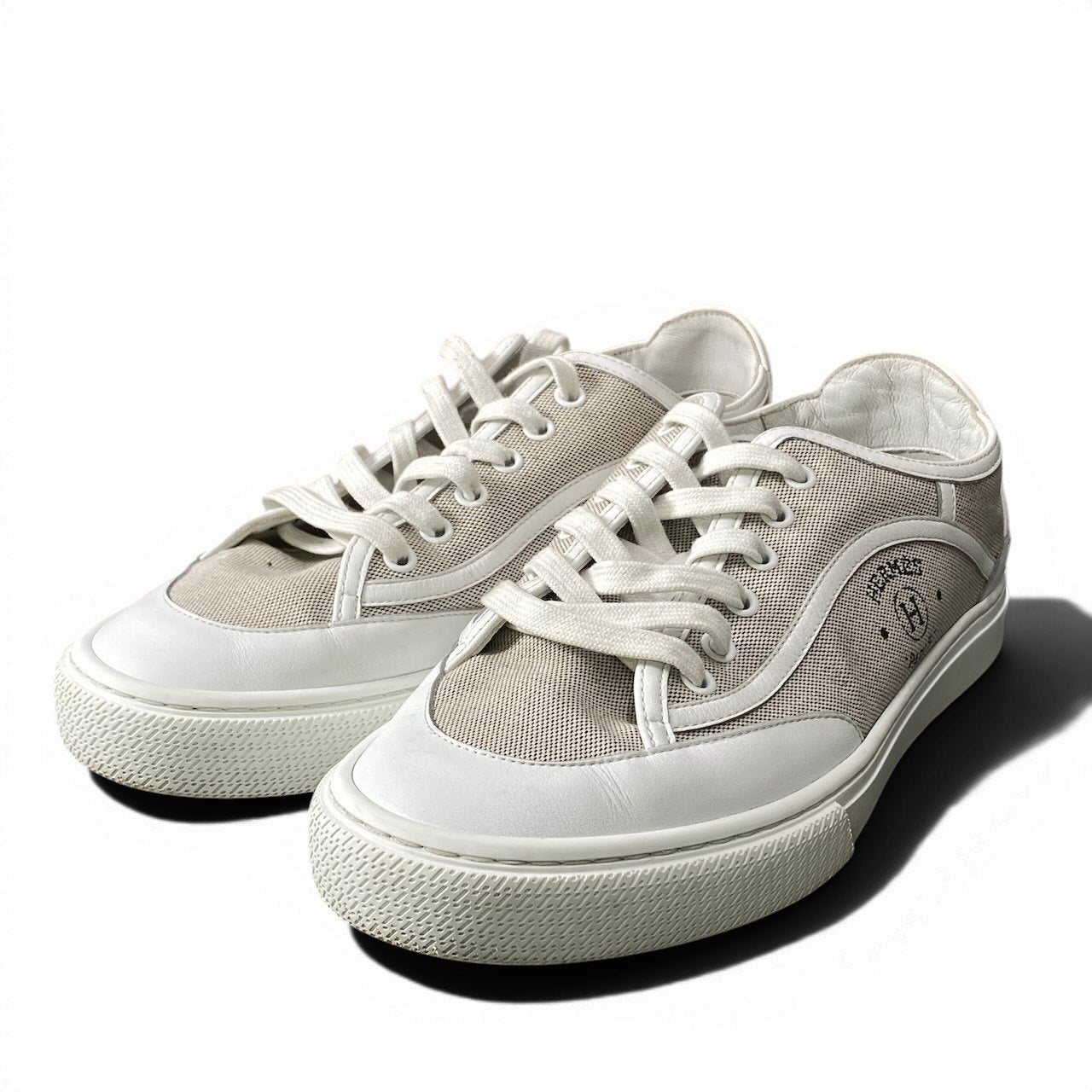 e18 HERMES エルメス ゲット サイドHロゴ スニーカー Get H Logo Low Sneakers サイズ38.5 ホワイト シューズ 保存袋有t18r