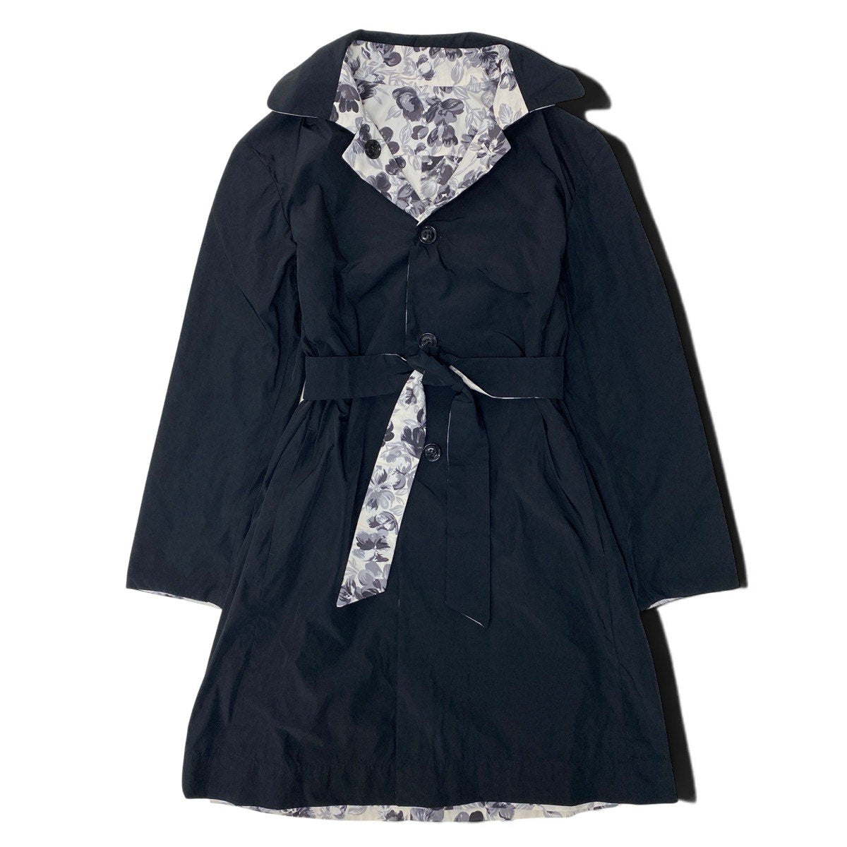 72h18 WEEKEND Max Mara ウィークエンド マックスマーラ リバーシブル ステンカラーコート 花柄プリント 薄手 イタリア製 40 マルチカラー レディースu02t
