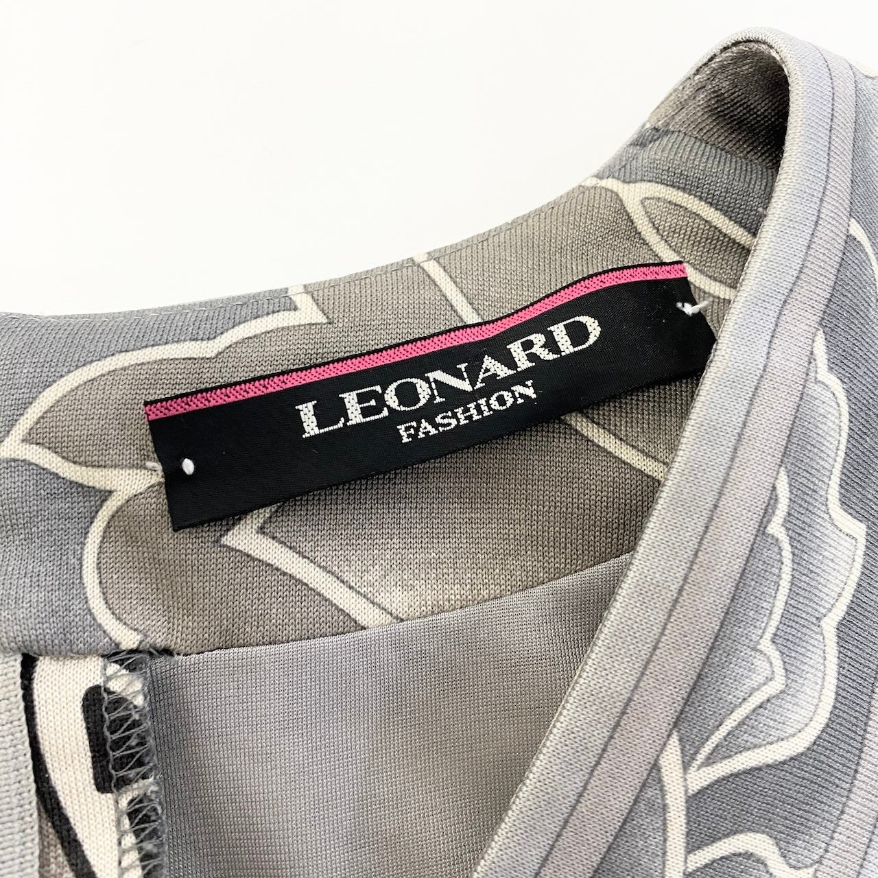67e7 LEONARD FASHION レオナール Vネック ロングワンピース 花柄プリント 総柄 シルクウール混 サイズ42 マルチカラー レディース 女性服o07t