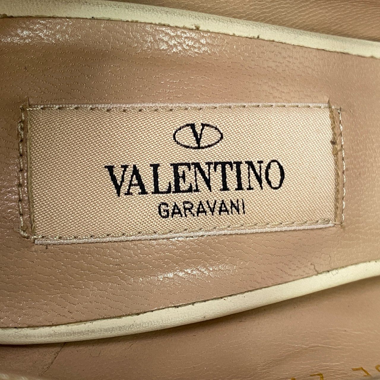 6l4 VALENTINO ヴァレンティノ スタッズ ヒールサンダル パンプス 35 ホワイト レザー イタリア製 シューズ クリア ビジュー