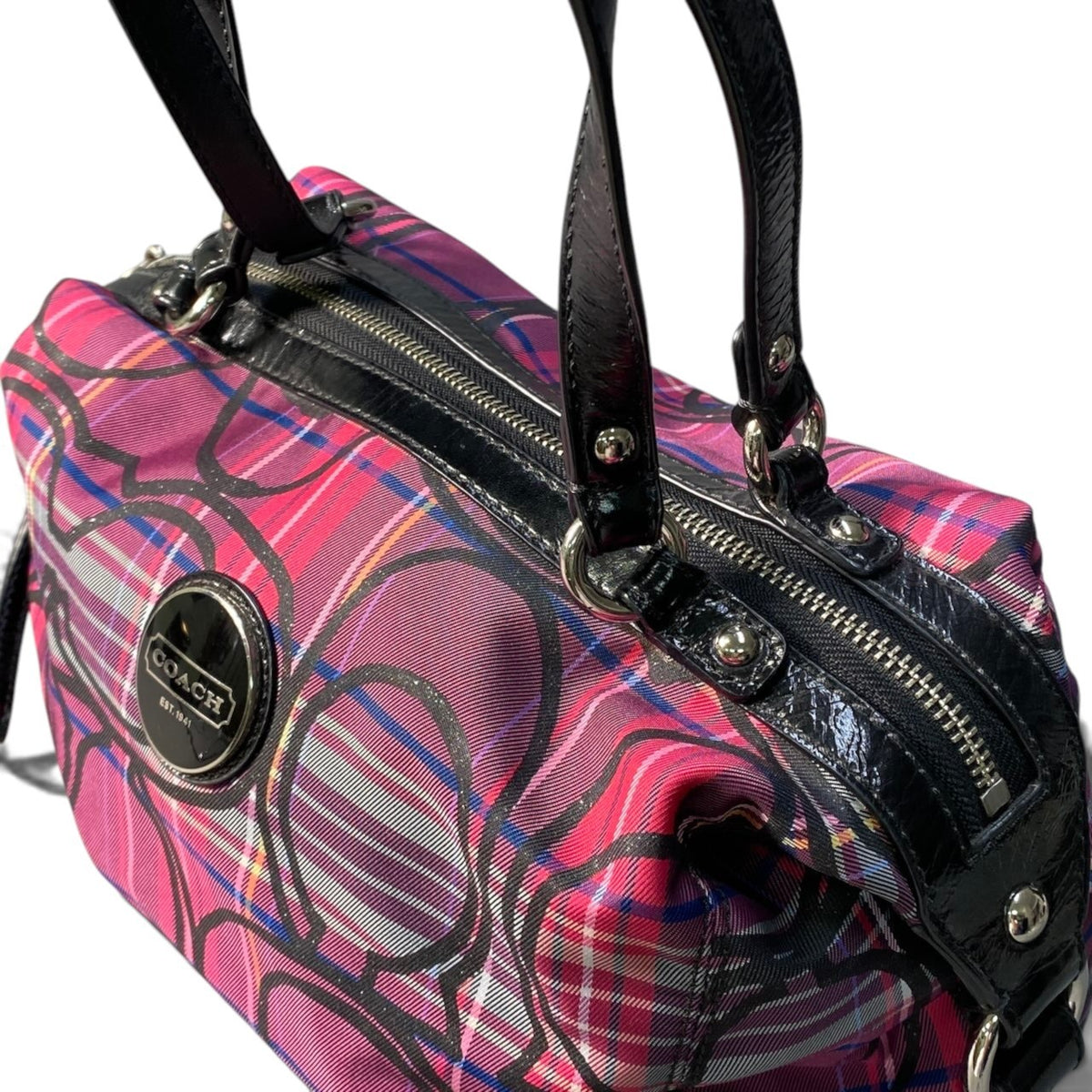 i14 COACH コーチ ラージシグネチャー ショルダーバッグ Large Signature Shoulder Bag F15501 パープル系t18r