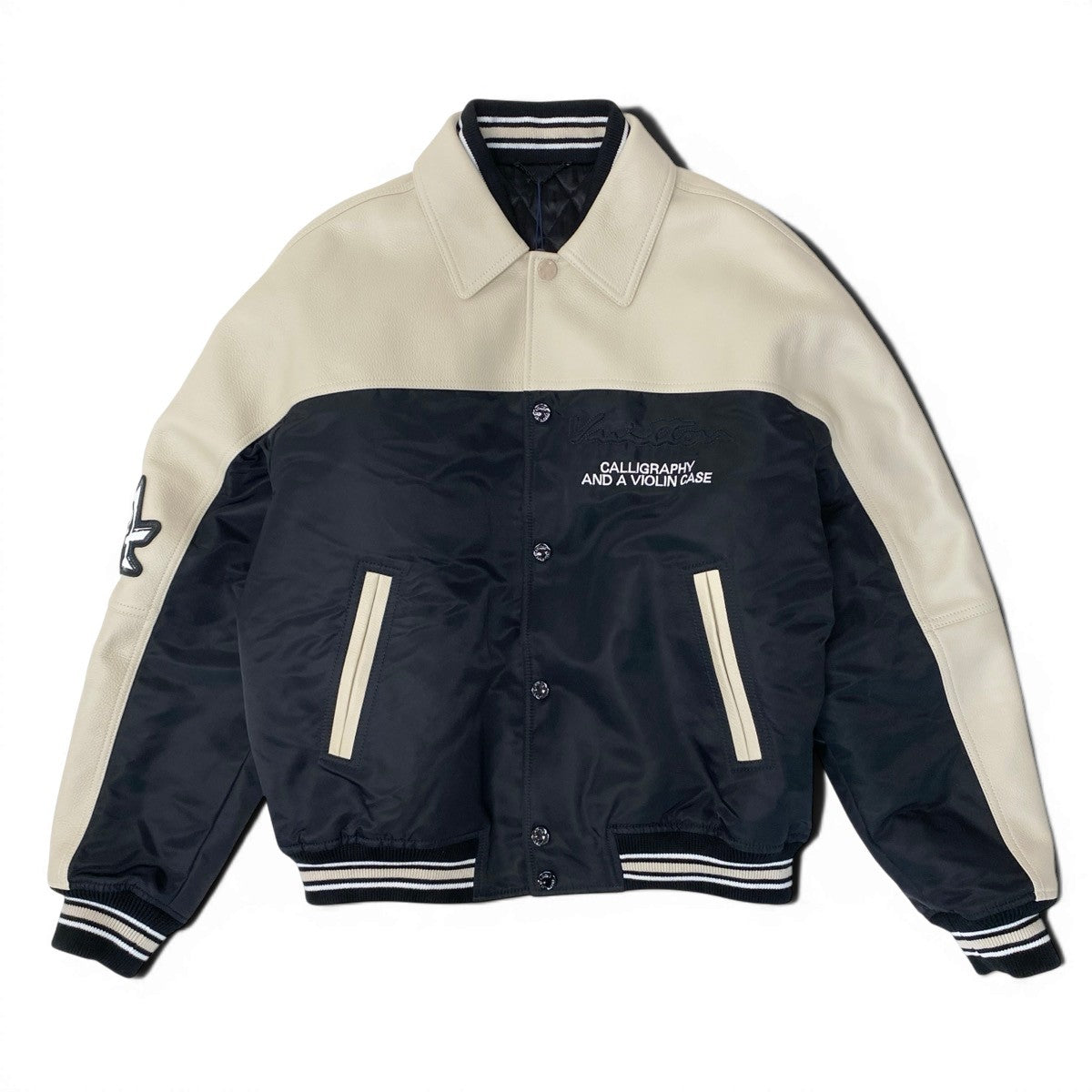 Mf19《未使用品》 LOUIS VUITTON ルイヴィトン 24SS カリグラフィー レザー × ナイロン ジャケット Calligraphy Leather Nylon Jacket サイズ50 ホワイト ブラックt18r