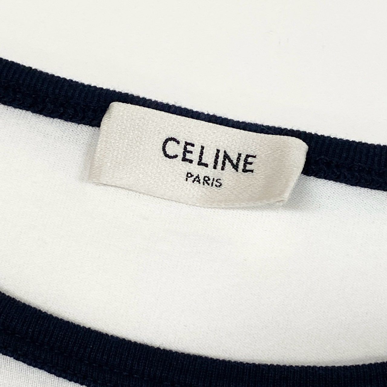 Ic2 CELINE セリーヌ トリオンフロゴ クルーネック 半袖Tシャツ カットソー 2X872671Q L ホワイト コットン レディースu02t