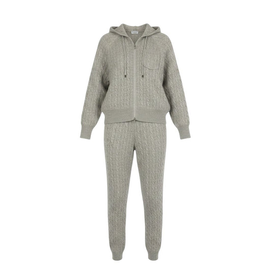 6g2 《美品》 BRUNELLO CUCINELLI ブルネロクチネリ モヘア ラメニット セットアップ パーカー サイズXS ホワイトグレーt18r