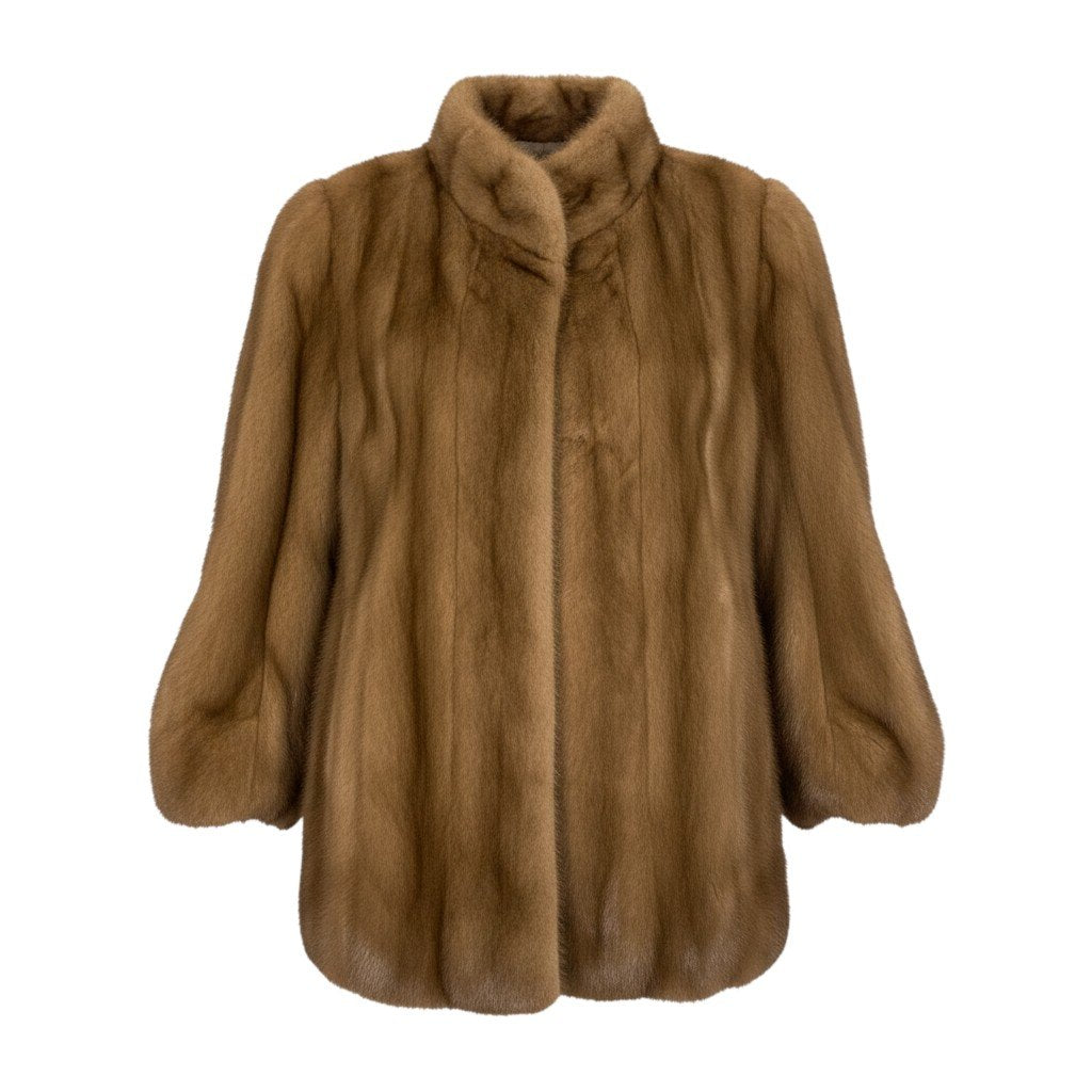 73b20 BRONZE FUR パステルミンク ファーコート サイズ13 ブラウン 本毛皮 Mink Fur Coat 毛質◎t18r