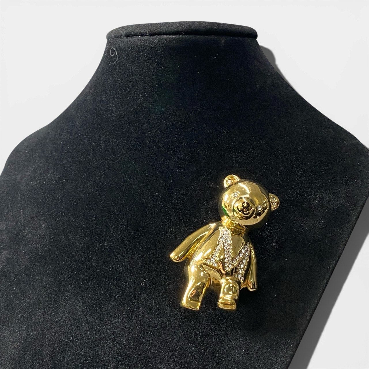 b2 Max Mara マックスマーラ メタル テディ ブローチ アクセサリー イタリア製 ゴールド メタル ガラス レディース 女性用u02t