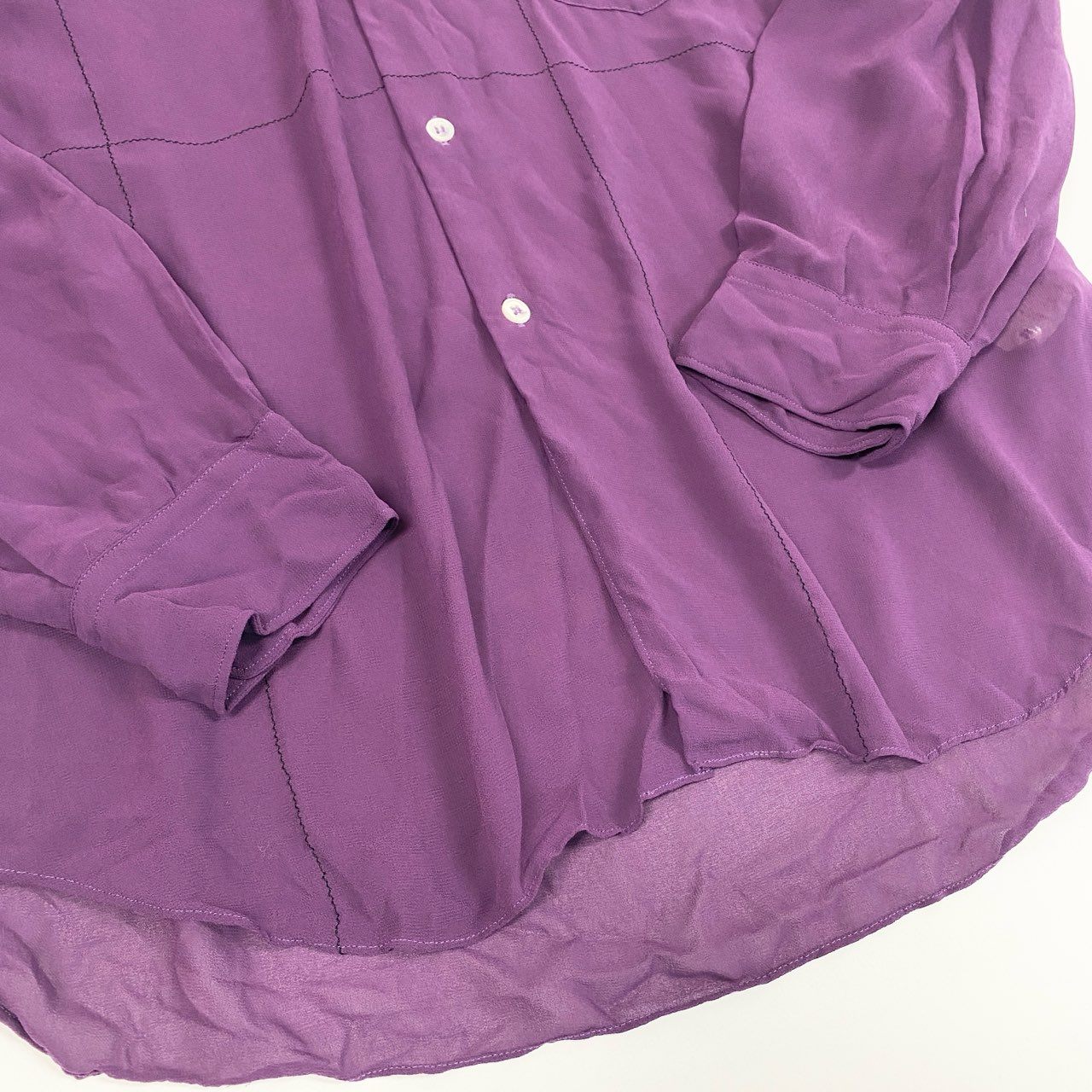 50b12 【美品】COMME des GARCONS HOMME PLUS コムデギャルソンオムプリュス 2002 ボタンダウンシアーシャツ 長袖シャツ トップス P1-B008 パープル ポリエステル100％ メンズ 男性用k02i