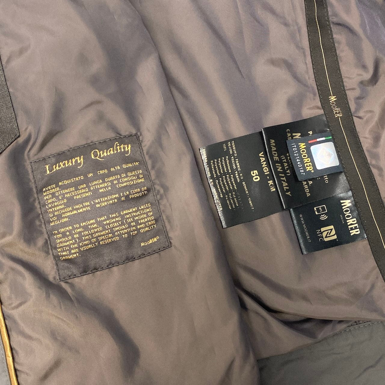 39e11 MooRER ムーレー VANGI KN AQUAシリーズ 撥水加工 ブルゾン ジップアップジャケット サイズ50 チャコールグレー メンズ 紳士服k02i