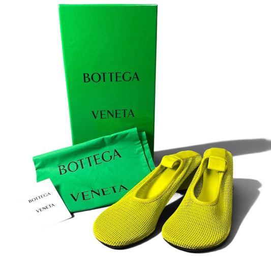 h11 【新品保管品】BOTTEGA VENETTA アトミック ストレッチ メッシュ サンダル イタリア製 38サイズ イエローグリーン レディース 女性用k02i