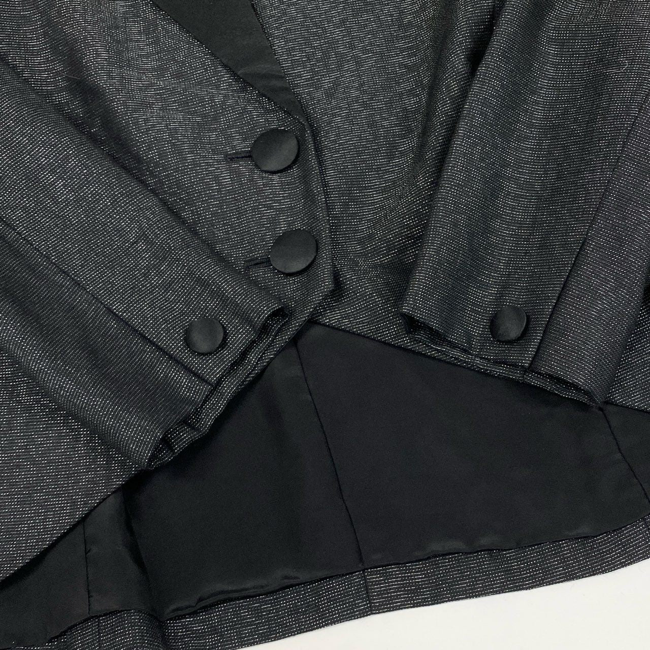 67b3 Vintage Christian Dior クリスチャンディオール セットアップ スカートスーツ 変形 ラメ素材 9 ブラック レディースu02t