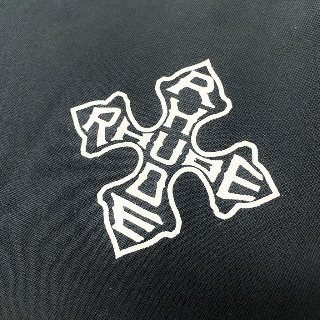 6l25 RHUDE ルード クロスロゴ スウェット ロングスリーブ トップス XLサイズ ブラック コットン100％ メンズo07t