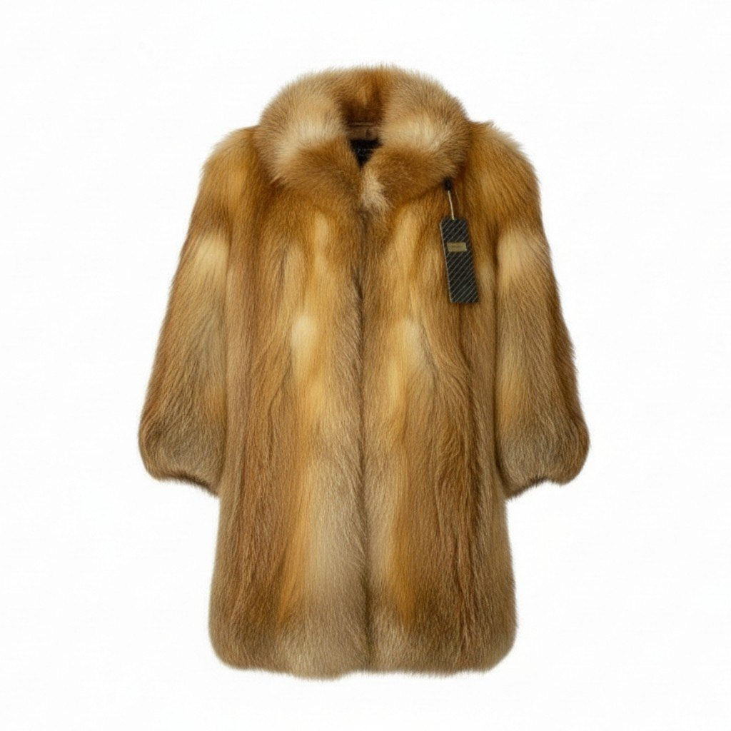 80a14 定価148万 レッドフォックス ロングコート サイズ9 茶系 本毛皮 Red Fox Fur Long Coat タグ付t18r