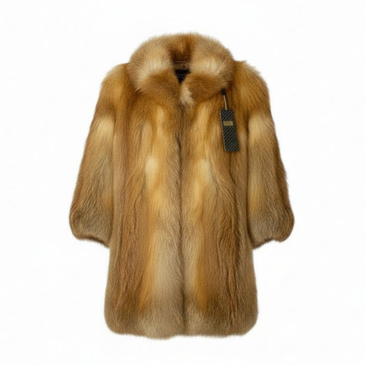 80a14 定価148万 レッドフォックス ロングコート サイズ9 茶系 本毛皮 Red Fox Fur Long Coat タグ付t18r