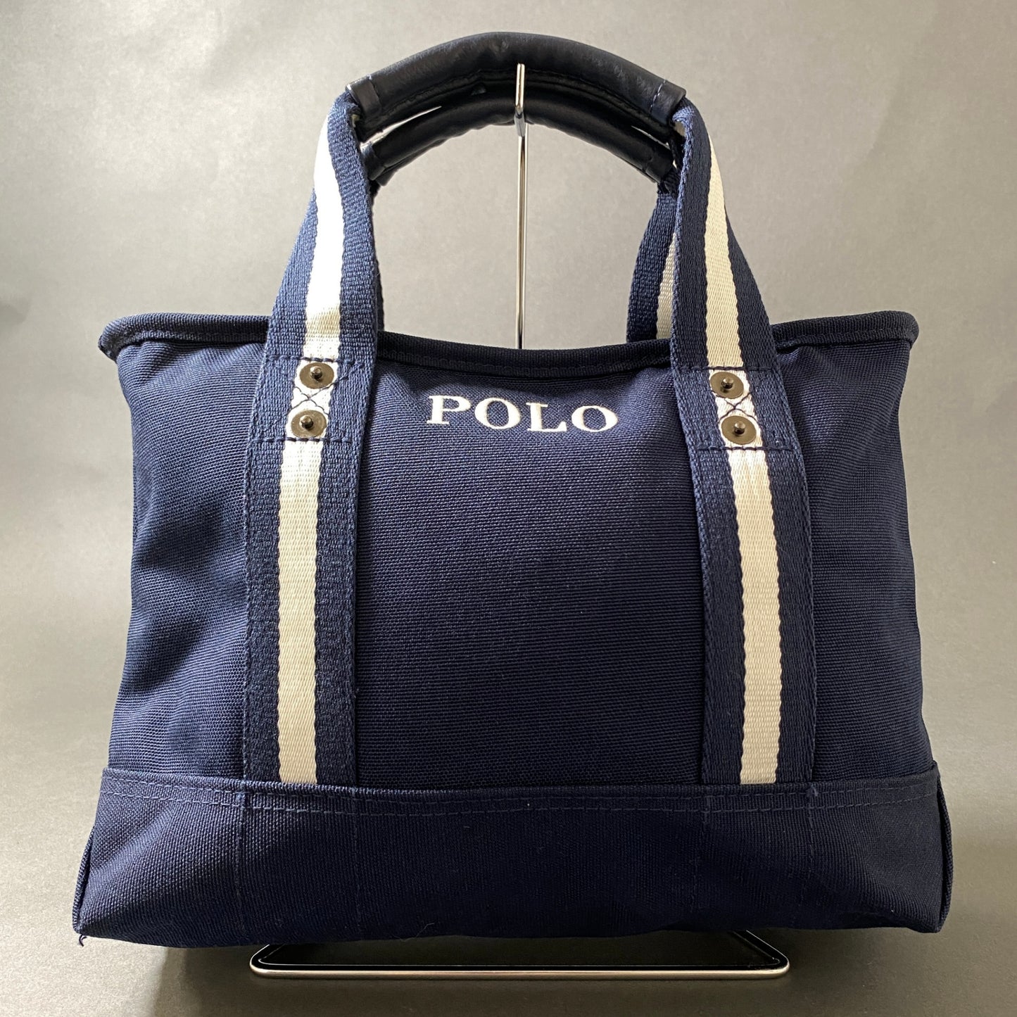 Af26 《美品》 POLO GOLF ポロゴルフ RALPH RAUREN ラルフローレン POLO BEAR MINI TOTE BAG ポロベア キャンバスミニトートバッグ ハンドバッグ ネイビー ショルダーバッグ 刺繍