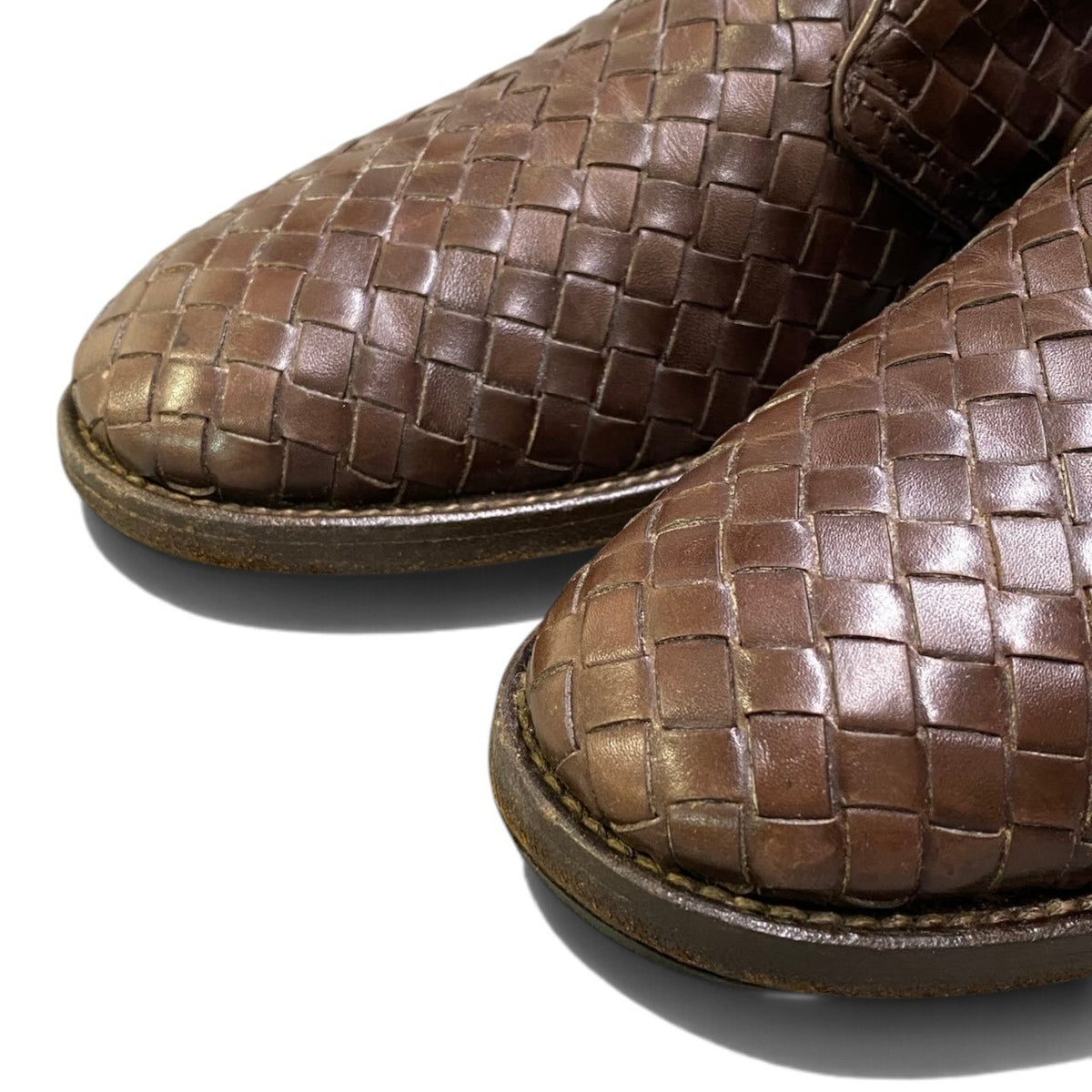 1j2 BOTTEGA VENETA ボッテガヴェネタ チャッカブーツ イントレチャート レザーシューズ イタリア製 38 1/2サイズ ブラウン レザー メンズ 男性用u02t