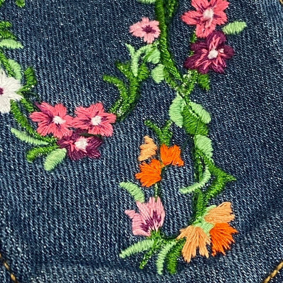 Ii18 DOLCE＆GABBANA フラワーDG デニムパンツ イタリア製 38サイズ インディゴ レディース 女性用u02t