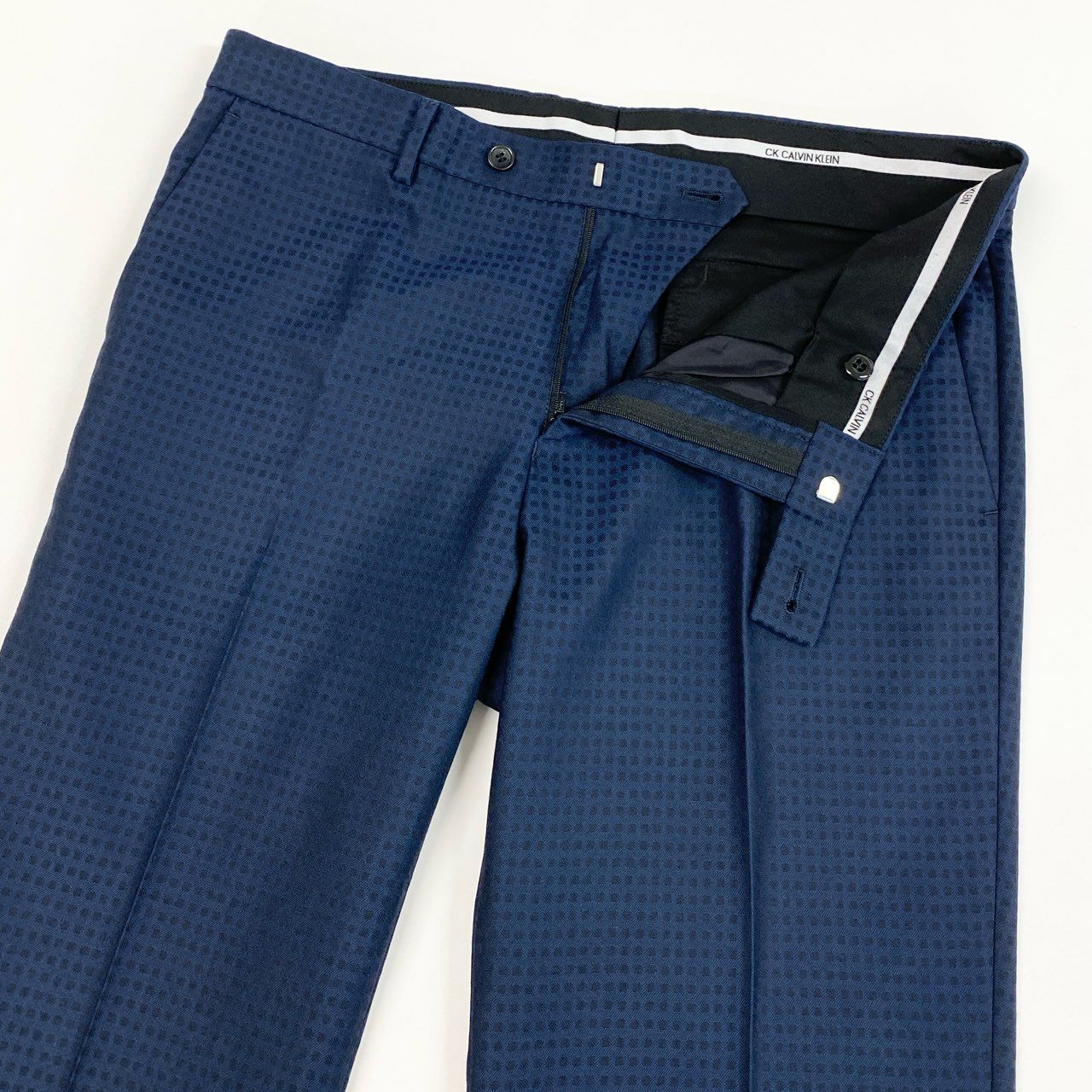 57j17 CALVIN KLEIN カルバンクライン スーツセットアップ テーラードジャケット スラックス フォーマル 38/34 ネイビー ブラック メンズu02t
