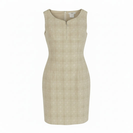 50a29 Rene ルネ ツイードワンピース ノースリーブワンピース 英国 TISSUE社生地 36 アイボリー レディース 女性用 日本製u02t