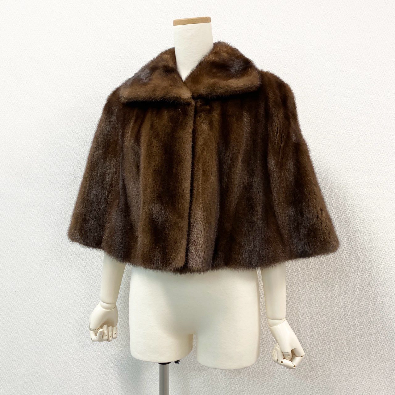 53k10《希少》 Leilian レリアン デミバフミンク ケープ ポンチョ M相当 9 ブラウン 最高級本毛皮 MINK FUR 毛並み◎ 艶◎t18r