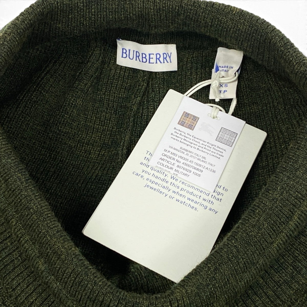 Ej13 【新品保管品】BURBERRY ダニエルリー ニットパンツ イングリッシュローズ XSサイズ カーキ ウール100％ レディース 女性用k02i